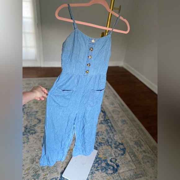 100% Cotton Denim Romper Jumpsuit Boho Summer Beach Justify Vaca Resort Travel - Picture 3 of 10